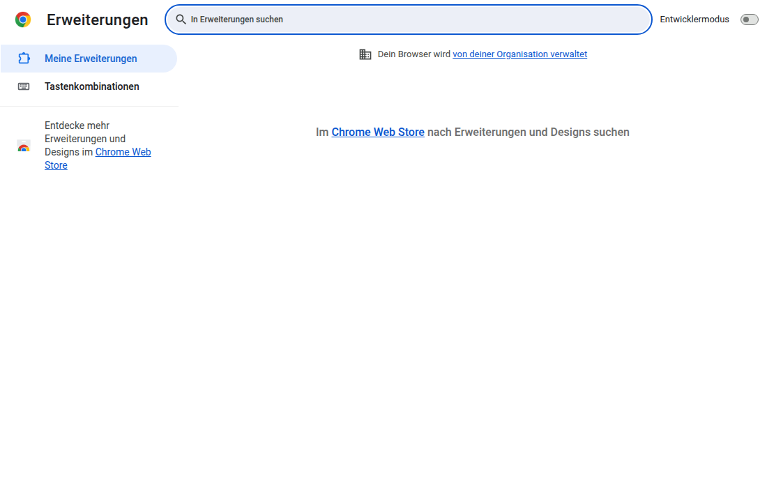 Erweiterungsverwaltung in Chrome