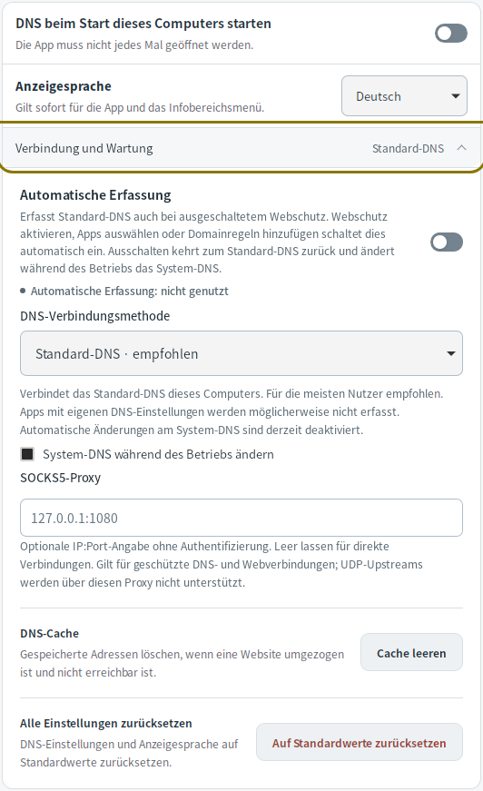 DNS-Cache und Zurücksetzen — Mudfish DNS 0.1.3 (Linux)