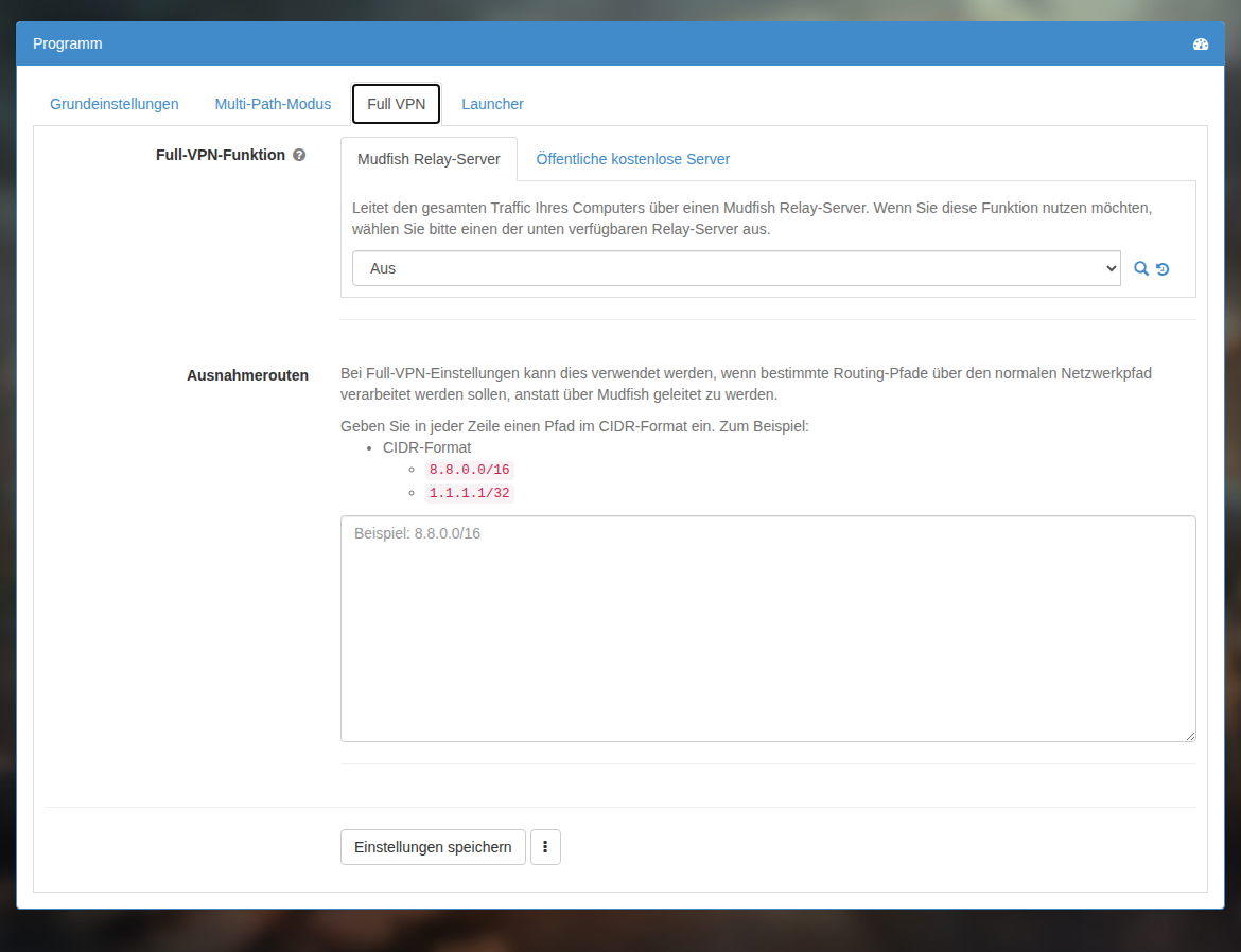 Full-VPN-Einstellungen