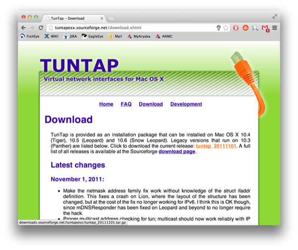 TunTap OS X download page