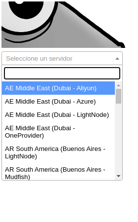 Selector de servidores de la extensión de Mudfish para Chrome