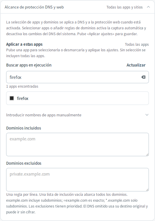 Reglas de dominio — Mudfish DNS 0.1.3 (Linux)