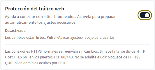 Protección web antes de aplicar — Mudfish DNS 0.1.3 (Linux)