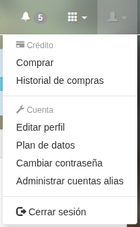 Menú de usuario de Mudfish v5 / v6 con la opción Editar perfil