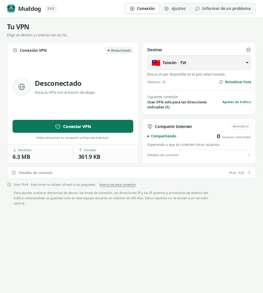 Conexión VPN — Muddog 2.0.0 (Linux)