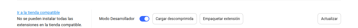 Instalación de la extensión descomprimida