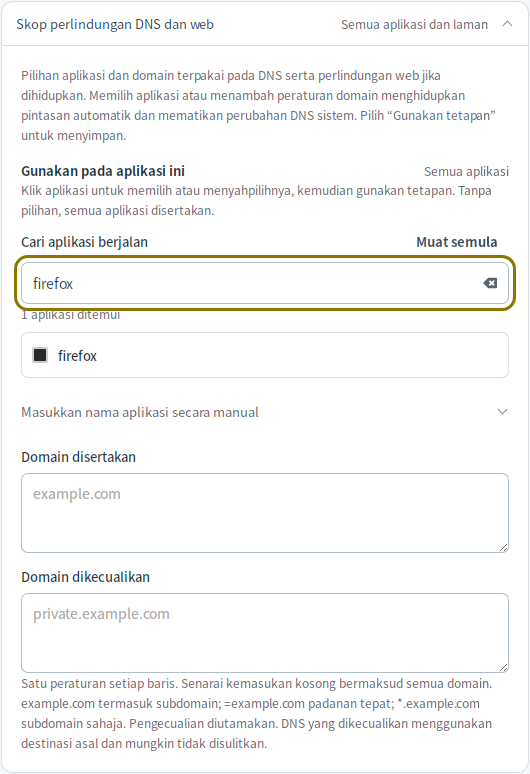 Peraturan domain — Mudfish DNS 0.1.3 (Linux)