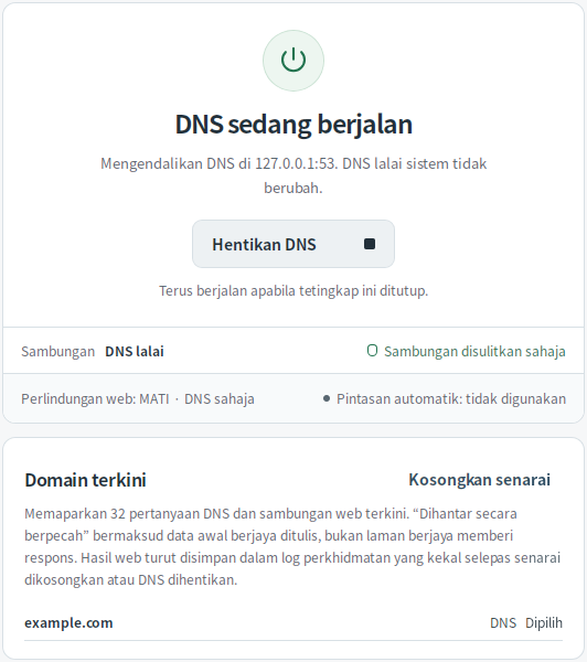 Pertanyaan DNS terkini — Mudfish DNS 0.1.3 (Linux)