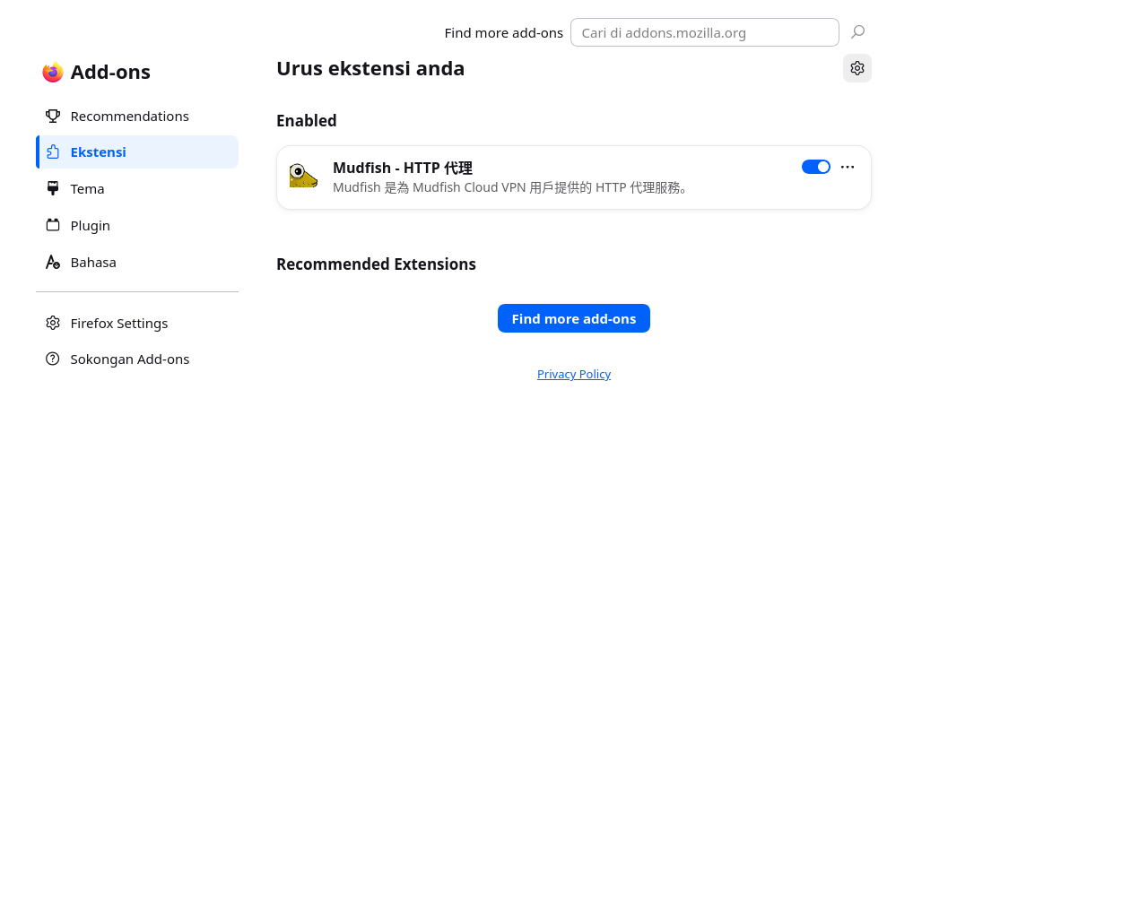 Pengurusan sambungan Firefox