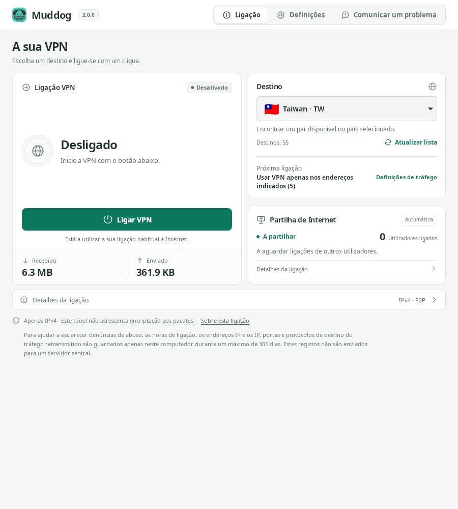 Ligação VPN — Muddog 2.0.0 (Linux)