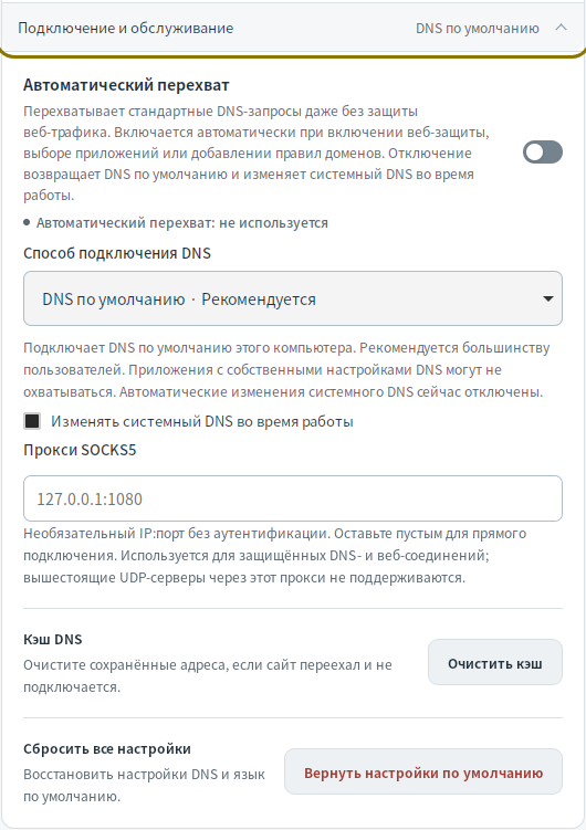 Настройки подключения DNS — Mudfish DNS 0.1.3 (Linux)