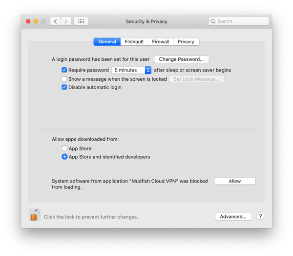 Dovoljenje za razširitev v starejšem macOS
