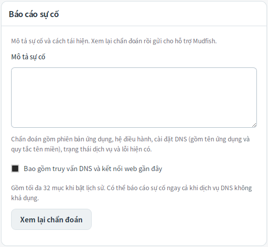 Biểu mẫu báo cáo sự cố — Mudfish DNS 0.1.3 (Linux)